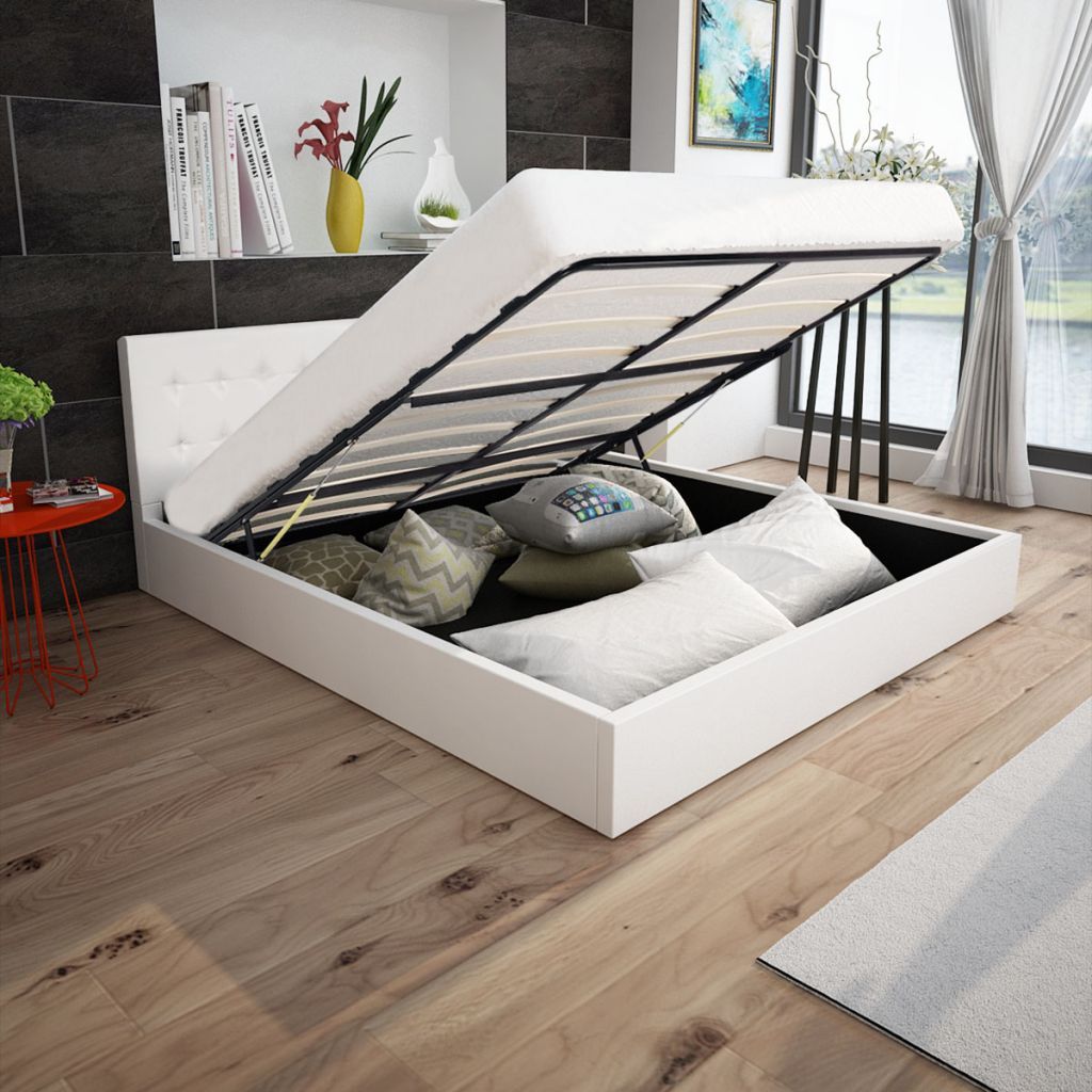 Vidaxl letto matrimoniale contenitore ecopelle bianco