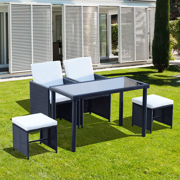 OUTSUNNY 863-010 Set Arredo Giardino 5 Pezzi Rattan