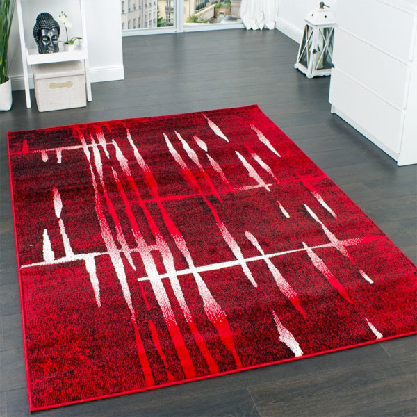 PACO HOME Tappeto di Design Mélange Rosso Nero Bianco