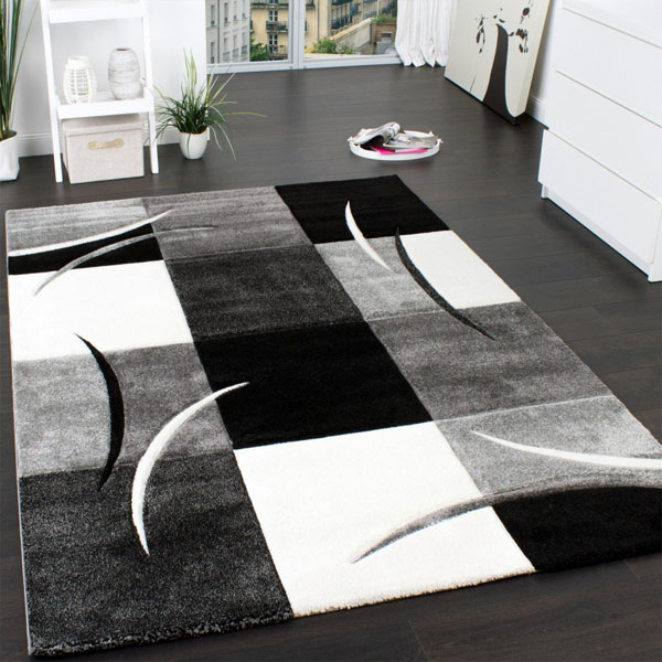 Tappeto salotto rettangolare 120x180cm macchia nero bianco Fante