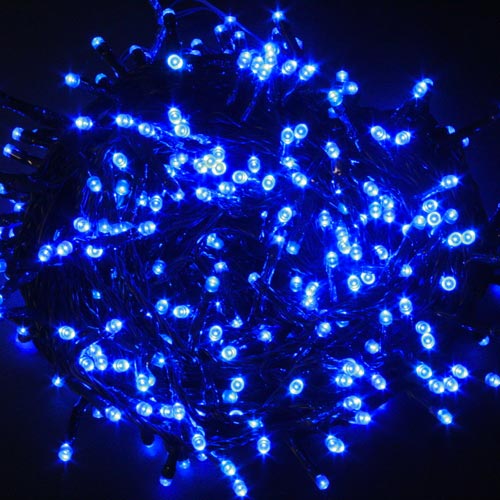 Stringa serie 500 luci di Natale led a prisma blu catena 40 mt per uso esterno e