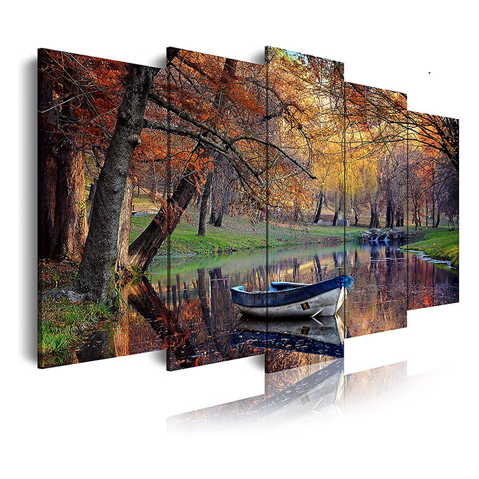 DEKOARTE 156 Quadro Moderno Stile Paesaggio Autunno 5 Pezzi