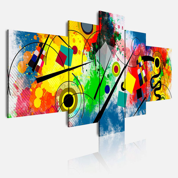 DEKOARTE 438 Quadro Moderno Astratto Kandinsky 5 Pezzi