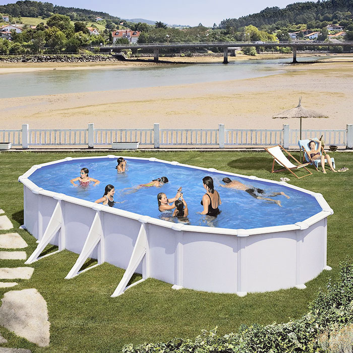 GRE Fidji KIT730ECO Piscina Fuori Terra Ovale in Acciaio