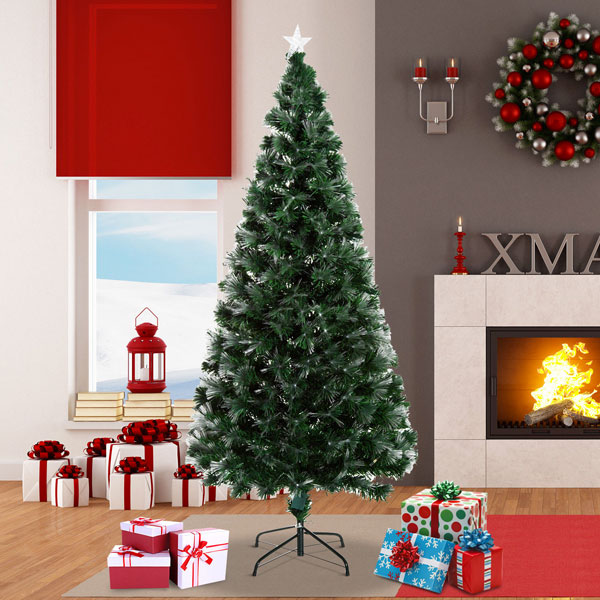 HOMCOM 830-023 Albero di Natale Artificiale 180cm con Fibre Ottiche