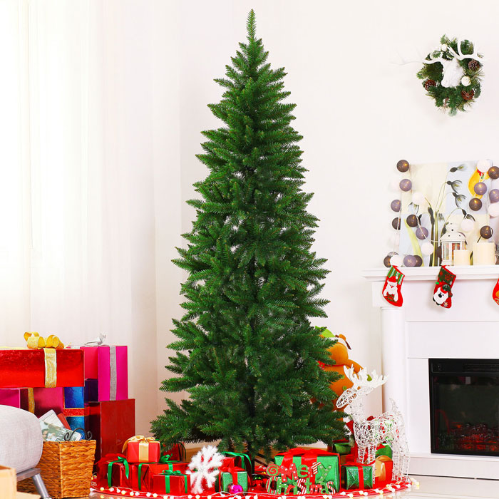 HOMCOM Albero Di Natale Artificiale 180 Cm – 1046 Punte, Base In Acciaio, Ignifugo – Verde