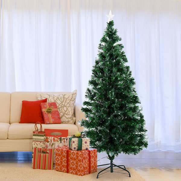 HOMCOM 830-019 Albero di Natale PVC 150cm con Fibre Ottiche