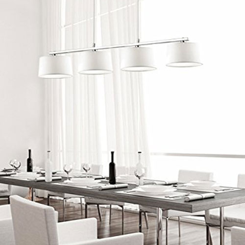 IDEAL LUX Hilton SB4 Lampadario Moderno 4 Luci Tessuto Bianco