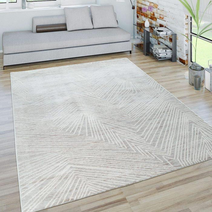 PACO HOME Tappeto Moderno Motivo Zig-Zag Effetto 3D in Grigio e Bianco