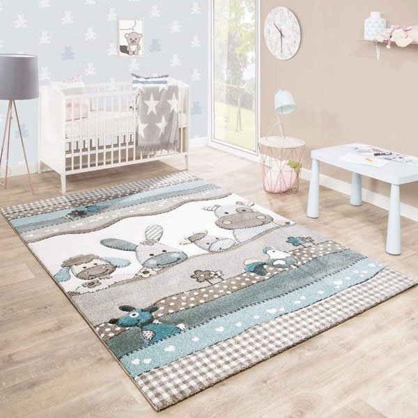 Paco Home Tappeto Bambina per Stanza Bambini con Farfalla E Fiori Rosa Fuchsia Blu Crema Dimensione:120x170 cm 