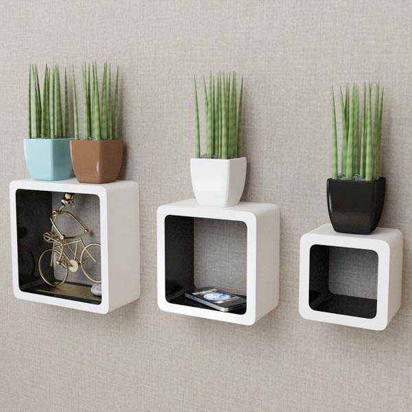 Set 3 mensole libreria componibile VidaXL MDF Bianco Nero