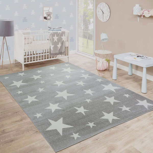 PACO HOME Tappeto per Bambini Motivo Stella Grigio Bianco