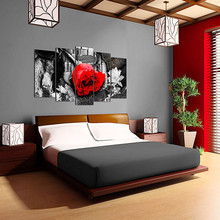 DEKOARTE 264 Quadro Moderno di Design Tessuto Rosa Rossa