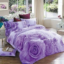 ALICEMALL Copripiumino 3D Rose Viola Chiaro 100% Cotone