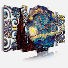 Quadro moderno su tela montato su telaio in legno di 5 pezzi 180x85cm Dekoarte 438 stile astratto Kandinsky 