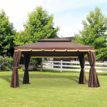 OUTSUNNY IT01-08790631 Gazebo da Giardino Doppio Tetto e Zanzariera