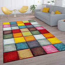 PACO HOME Tappeto Moderno Design Quadri Multicolore