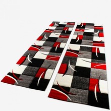 PACO HOME Tappeto Scendiletto Rosso Grigio Nero Bianco Set 3 pz.