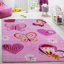 PACO HOME Tappeto per Bambini Motivo Farfalla Taglio Sagomato Rosa