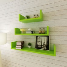 Set 3 Mensole Libreria componibile VidaXL MDF Verde