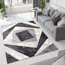 TAPISO Dream Tappeto Moderno Geometrico Quadri Nero Grigio