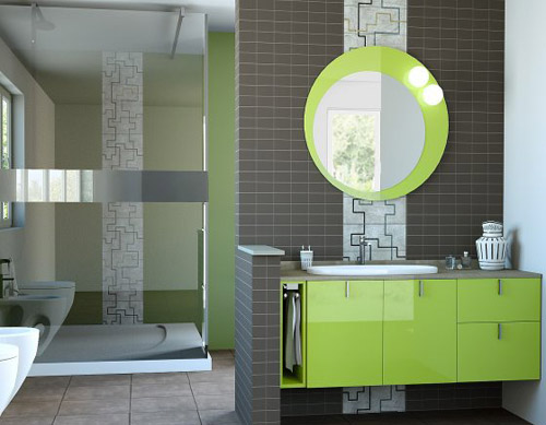 Bagno moderno in verde