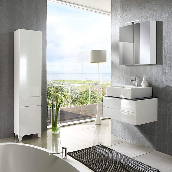 Sottolavabo bagno AVADORE 86149 Bianco e Vetro Scuro