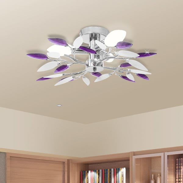 Lampadario Economico da soffitto con cristalli viola