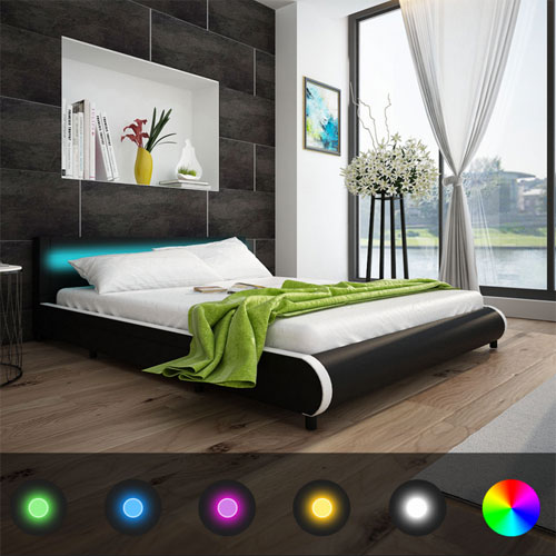 Letto per camera da letto moderna con luci LED