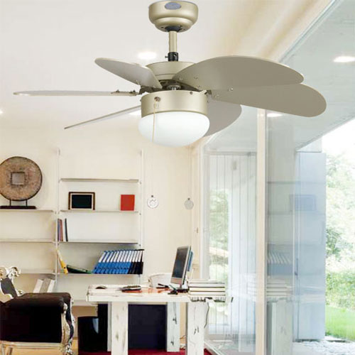 Lampadario con ventilatore Faro Palao in finitura Champagne