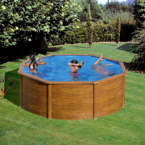 Piscina fuori terra da esterno tonda effetto legno 