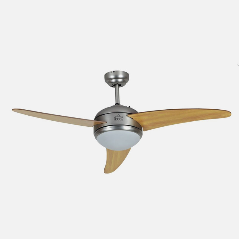 Ventilatore da soffitto con luce con pale in legno DCG con telecomando